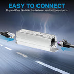 PROCET Ethernet Surge Protector Gigabit - 20KV Industrial Lightning Arrestor for -40°F to 185°F, 120Wmax PoE++ RJ45 Surge Protector, 10/100/1000Mbps, Gas Discharge Tube（GDT）, PT-PR01G