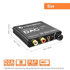 Digital to Analog Audio Converter with Headphone Amplifier & Bass Control by J-Tech Digital | 192kHz 24bit Optical Coaxial RCA 3.5mm