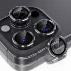 Choiche Compatible for iPhone 16 Pro/iPhone 16 Pro Max Camera Lens Protector, 9H Tempered Glass Camera Cover Screen Protector Metal Ring Decoration Accessories (Black)