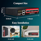 STEAMEMO 8-Port Gigabit PoE Switch | 2×Gigabit Uplinks + 2×1.25G SFP, AI VLAN Mode, 802.3af/at@120W, Unmanaged Metal Plug & Play (Desktop/Wall Mount)