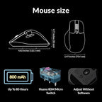 Keychron M6 4000 Hz Wireless Bluetooth 5.1/2.4 GHz/Wired Optical Mouse, Lightweight 78g Programmable PixArt 3395 Sensor with up to 26K DPI/ 650 IPS for Windows Mac Linux - Black