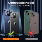UniqueMe Compatible for 3 Pack iPhone 15 Pro/iPhone 15 Pro Max Camera Lens Protector, [Drop Protection] [Case Friendly] 9H Tempered Glass Camera Cover Screen [2023 New Version] - Grey
