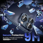 Tensea for iPhone 16 Pro/iPhone 16 Pro Max/iPhone 15 Pro/iPhone 15 Pro Max Camera Lens Protector, Metal Aluminum Alloy Tempered Glass Cover Camera Screen Protector Accessories, Case Friendly Blue