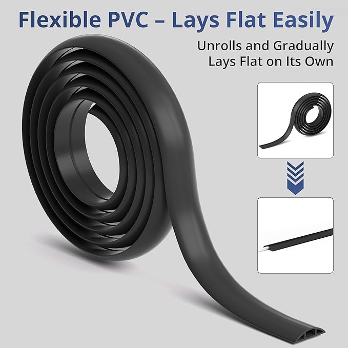 ZhiYo 10ft Cord Covers for Wires on Floor, Cord Hider Floor Hide Extension Cords, Soft PVC Cable Cover Cable Protector, Wire Cavity W0.62in H0.31in, White