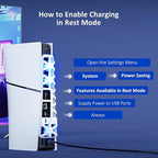 NexiGo PS5 Slim Silent Enhanced Cooling Fan with Adjustable Speed, Auto Power On/Off, with USB 3.0 Port, Efficient Cooling System for Both PS5 Slim Disc and Digital Editions (White)