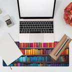 Large Gaming Mouse Pad for Desk,Bookshelves Full of Books Desk Mat,Colorful Books Desk Pad,Extended Big Computer Keyboard Mouse Pad with Non-Slip Base and Stitched Edge,31.5"x11.8"