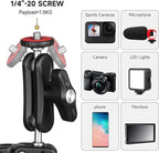 MINIFOCUS Super Clamp Camera Clamp Mount, 360° Ballhead Magic Arm with 1/4" 3/8" Port Extension Holder Adapter, Double Ball Head Adapter for Canon Nikon DSLR GoPro Action Camera Video Light
