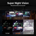 12" 4K UHD Mirror Dash Cam Front and Rear with Zoom Backup Camera, 2160P Dual Rear View Mirror Camera for Cars & Trucks, 64GB Card Included, GPS, WDR, Super Night Vision, Parking Assist & G-Sensor