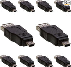 Cmple - [10 Pack Mini USB to USB Adapter Standard USB 2.0 A Female Jack to Mini B Male Plug OTG Connector Converter for Digital Cameras Tablets Dash Cams Transfer Photos to Computer