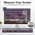 Magnetic Computer Privacy Screen Filter 27 Inch for Frameless Monitor Thin Bezel 16:9 Widescreen, Hanging Removable Anti Blue Light Privacy Filter Protector Eye Protection