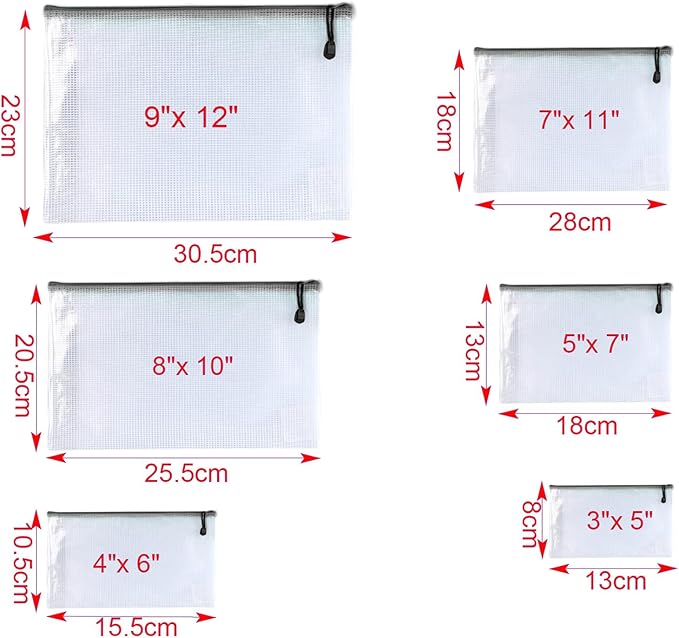 Oaimyy-16 PCS-Mesh Zipper Pouch, Plastic Zip File Folders Puzzle Bags Large Reusable Zipper Pouches for Organizing Classroom Board Game Organization,Home Storage-(Black, 7X 11 Inches)