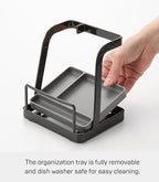 Yamazaki Home Tower Lid & Ladle Stand - Large, Kitchen Stand For Utensils, Lids, And Cookbooks, Heat-Resistant Kitchen Stand - Steel