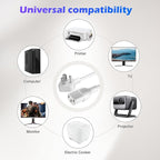 Adoreen 20 Ft Computer TV Replacement Power Cord White, Low Profile Flat Plug 18AWG 3-Prong AC Universal Power Supply Cable NEMA 5-15P to IEC 320 C13 for Printer, PC, Monitor TV LCD, ETL+Ties