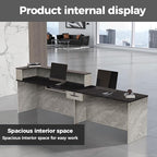 Reception Desk with Counter, Modern Front Desk Reception Counter with Keyboard Tray, Lockable Drawer and Storage Shelves for Office, Retail, Salon (Gray+Black/Left, 79" L*24" W*39" H)