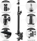 2-Pack Camera Desk Mount Stand with 1/4" Ball Head and Cold Shoe Mount Adapter,12.9-22" Tabletop Mounts Stand, Adjustable Aluminum Desktop Light Stand, for DSLR Camera, Ring Light, Video Light