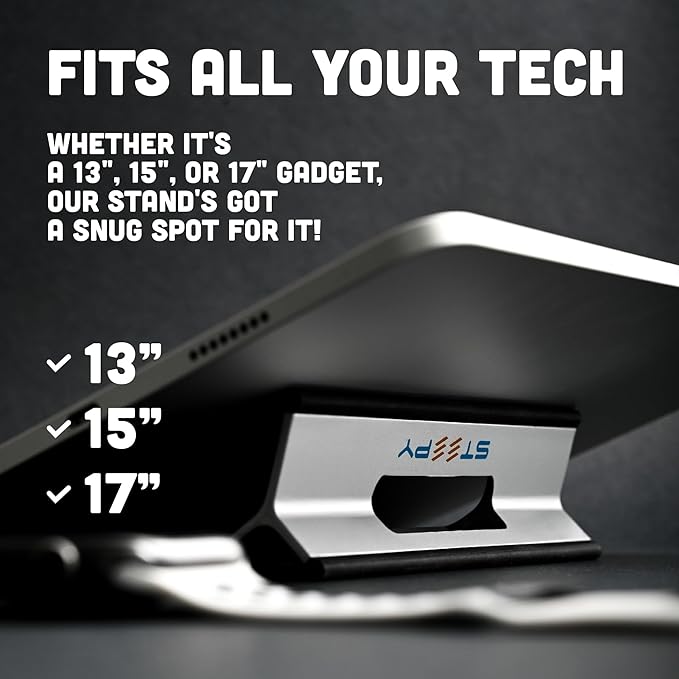 Steepy Low Profile Laptop Stand - 3 Height Adjustable Computer Stand - Lightweight Plastic Laptop Riser - Laptop Tilt & Angle Wedge