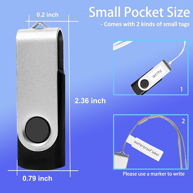 Thumb Drive 1GB USB Flash Drives 20 Pack 1GB USB 2.0 Jump Drives Multipack Memory Stick Zip Drive Pendrive 20 Packs with 20PCS Lanyards Label