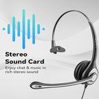 Headset wtih Mic, USB Headset with Microphone for PC, Computer Headset with Noise Canceling Microphone with Mute for Home Office Online Skype Zoom Meetings