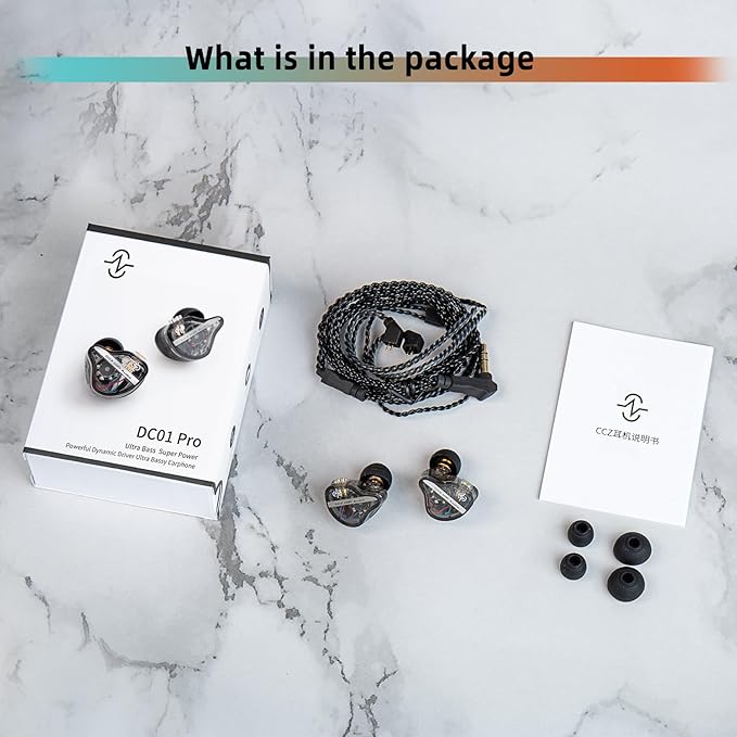 CCZ DC01 Pro in Ear Monitor Headphones, iems for Gaming, Professional Gaming Earbuds Super Bass Wired Earphones with 1DD, Patent Ear fins, Ear tips, for Singers Musicians Podcaster (black without mic)