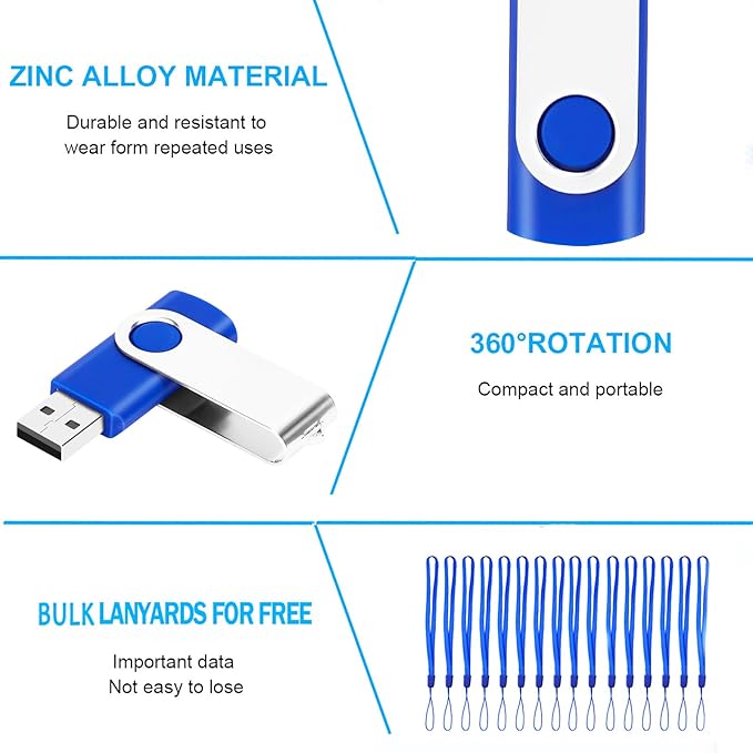200 Packs of 128MB (Not 128GB) Flash Drives Bulk EASTBULL Flash Drives Pack 128MB USB2.0 Thumb Drives Bulk with Strings (200PCS)