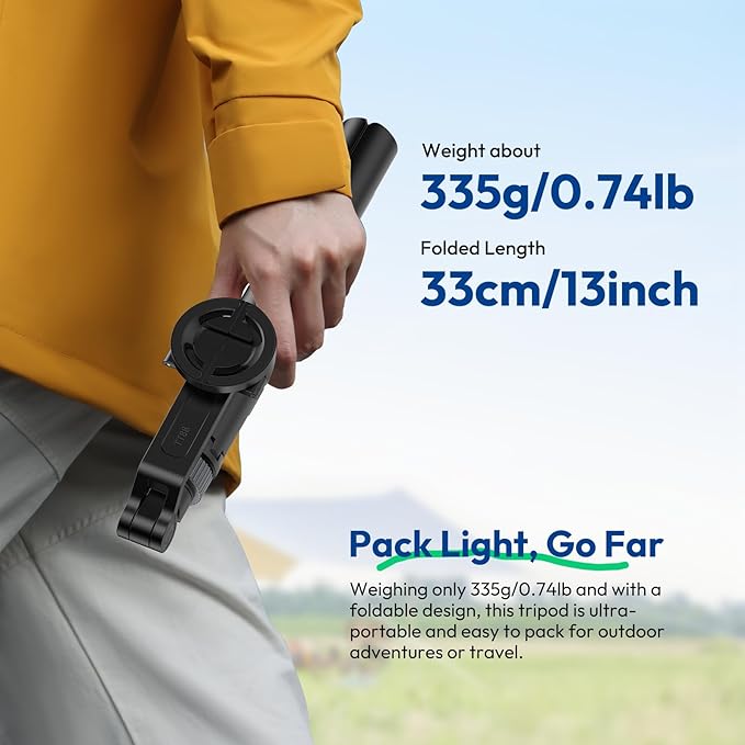ULANZI TT88 Magnetic Tripod for iPhone, 57" Extendable Selfie Stick with Remote, 2-in-1 Phone Clip & Dual Cold Shoe Mounts - Lightweight Phone Tripod Stand for Vlogging, Travel, Video Recording, Black