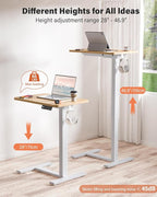 Mobile Standing Desk with Wheels - Electric Height Adjustable Small Movable Laptop Desk, Portable Rolling Computer Workstation Sit Stand Table for Home Office, Sofa & Bedside Use(23.6",Natural)