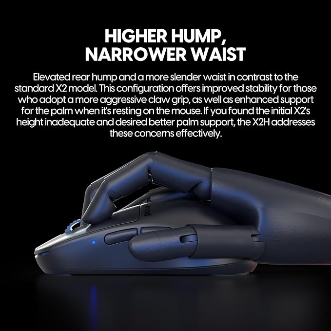 Pulsar Gaming Gears - X2H ES Wireless Gaming Mouse, Symmetrical, Optical Switch, OLED Display, Driverless, PAW3395 Sensor, 100H Battery, 4K dongle Included (Medium, Black)