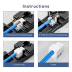 25-Pack 10Gbps Cat6 Keystone Jacks, RJ45 Keystone Jack, Ethernet Keystone Jack in White with Punch Down Tool and Punch Down Stand Tool