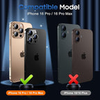 UniqueMe for 3 Pack iPhone 16 Pro/iPhone 16 Pro Max Camera Lens Protector - [Drop Protection] [Case Friendly] 9H Tempered Glass Camera Cover Screen [Update New Version] - Gold