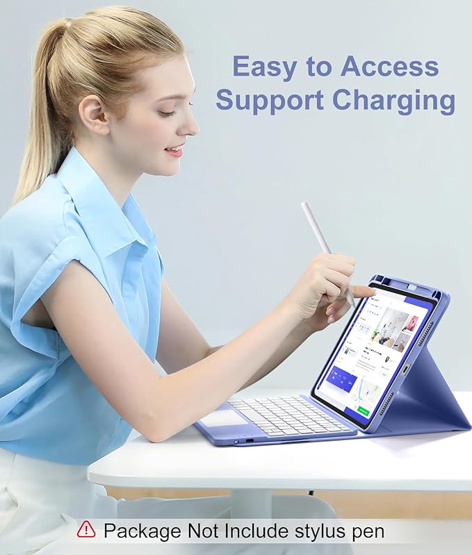 Compatible with iPad Air 11 Inch & Air 5th/ Air 4th Generation Case with Keyboard - Multi-Touch Trackpad, 7-Color Backlit, Detachable Folio Cover for Air 11-inch M3/M2 (2025/2024) (Blue)