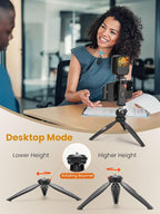 Upgraded Vlogging Kit w/Wireless Lavalier Microphone,YouTube Kit for iPhone and Smartphone w/59” Retractable Tripod,Automatic Switch Phone Clamp,Content Creator Gear for TikTok(Vlog K5)