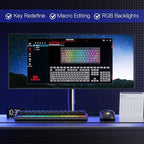 Redragon K522 60% Wired RGB Membrane Gaming Keyboard, Compact 61 Keys Linear Mechanical-Feel Switch Keyboard w/ 4 Extra On-Board Macro Keys & Media Control Keys