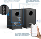 BT16 HiFi Bookshelf Speakers 3.5" Woofer with 1" Tweeter, 60W(30Xx2) Bluetooth 5.3, Powered Stereo Speaker with 24bit DAC USB and Adjustable Treble/Bass, Computer Gaming PC Speakers - Black