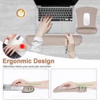 MOSISO Wrist Rest Support for Mouse Pad & Keyboard Set, Ergonomic Mousepad Non-Slip Base Home/Office Pain Relief & Easy Typing Cushion with Neoprene Cloth & Raised Memory Foam, Taupe Brown