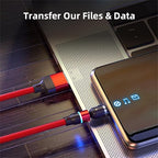 Magnetic Charging Cable (6-Pack,1.6+3.3+3.3+6.6+6.6+10ft) 540° Rotation Magnet Phone Charger USB C Cable 3A Fast Charging Magnetic Charger Cable with LED Light for Micro USB Type C Device