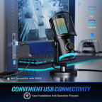 FIFINE Gaming PC Microphone, USB Streaming Microphone with Game Chat Balance, Computer Condenser Desktop RGB Mic with Mute Button, Noise Cancellation for Podcast/Twitch/Discord-AMPLIGAME AM6