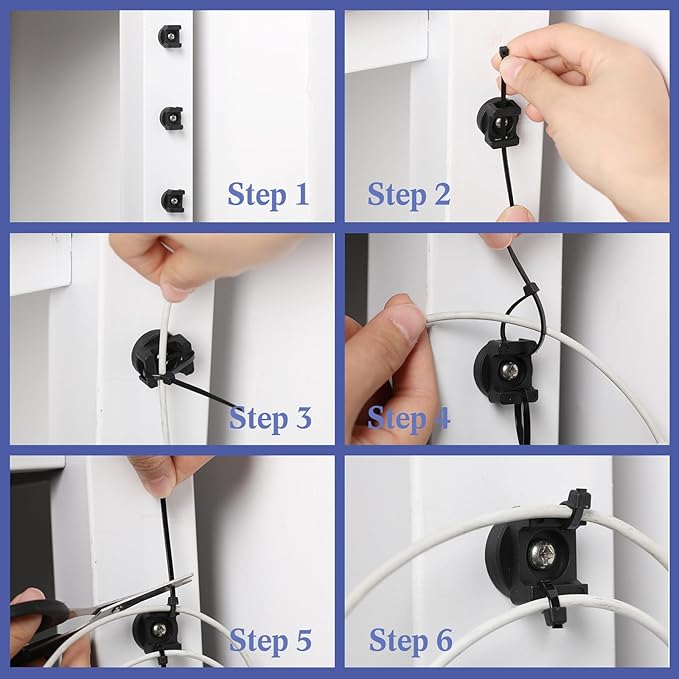 Yookeer 60 Pcs Magnetic Zip Tie Mount Base Black Magnetic Cable Clips Wire Holder Multipurpose Cable Ties Management Base Electrical Supplies for Wire (22 mm)