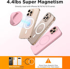 Magnetic Phone Ring Grip Holder, Silicone Finger Loop Grip, Compatible with MasSafe, Back of Phone for iPhone Pro Max/Plus/16/15/15/14/13/12 Series, Pink