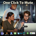 V5.3 Wireless Headset with Mic for Work, 45Hrs Computer Headset with Microphone, Bluetooth Headphones with Noise Cancelling Mic, Charging Base, USB Dongle & Mute Button for PC, Skype, Zoom
