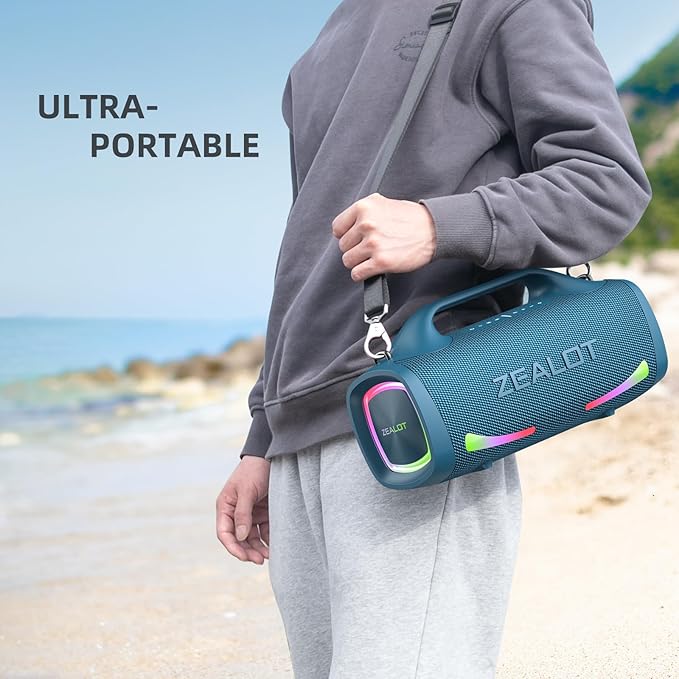 ZEALOT Bluetooth Speaker, 110W Peak(100W) Booming Sound Speakers Wireless, Dual Pairing, XBass, BT 5.3, 24000mAh Power Bank, Portable Outdoor Waterproof Speaker for Camping, Beach Party（Dark Blue