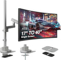 AVLT Single 40 Inch Monitor Arm Pole Top Mount with USB-C USB-A Ports-Gray, Supports 26.4 lbs (12kg), Ultrawide Screen fit, VESA Compatible, Tilt, Swivel, Rotate, Ergonomic Adjustable Height, Durable