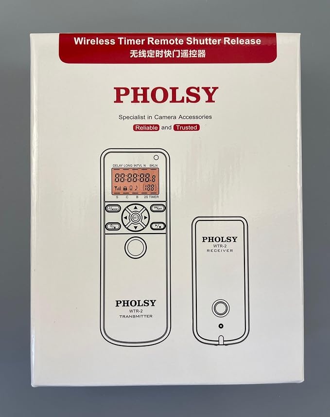 PHOLSY Wireless Timer Remote Control with Intervalometer HDR for Sony a1, a9, 9M2, a7M4, a7M3, a7RM2, a7RM3, a7RM4, a3500, a6600, a6500, a6400, a6100, RX100M4, RX100M6, RX100M7, RX10M4, HX99, a68