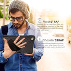 BRAECN iPad mini 5 Case,iPad mini 4 Case, Heavy Duty Shockproof Protective Rugged Case with Pencil Holder,Hand Strap,Kickstand, Shoulder Strap for iPad mini 5th/4th Generation 7.9 Inch for Kids-Black
