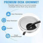Desk Grommet 2-3/8" (60 mm), Desk Cord Hole Cover, Cable Grommet ABS Plastic, Desk Hole Grommet for Office and Home Table Cable, Detachable Cable Cord Organizer (Silver Sand 4 Pcs)