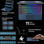 typecase Keyboard Case for iPad Pro 11-inch (M4) 2024,Magic Keyboard with 11 Colors Backlight for iPad Pro 11,Keyboard Case with Pencil Holder,Multi-Touch Trackpad,Easy-Set Magnetic Stand,Pacific Blue