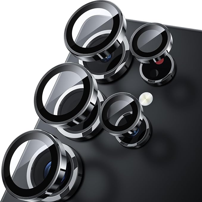 WSKEN for Samsung Galaxy S25 Ultra Camera Lens Protector - Ultra Thin Case Friendly, 9H Shatterproof Tempered Glass with Aluminum Metal Circle Camera Screen Protector Cover Accessories, Black