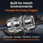 QILIPSU 2pcs 1/2" NPT 304 Stainless Steel Cable Gland Long Thread Waterproof IP68 Metal Strain Relief Cord Grip Cable Pass Through Wire Connector