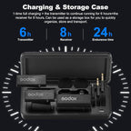GODOX 【2025 Latest Model Movelink Mini Kit Wireless Microphone System, 2.4GHz Lavalier Mic 100m(328ft.) Range with Charging Case for Android, Camera, Vlogger, Youtuber, Interviewer