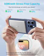 “Air” Power Bank for MagSafe 5000mAh, Ultra Slim Magnetic Wireless Portable Battery Charger Case with USB-C Cable, Compatible with iPhone 17/16/15/14/13/12 Series Only (Sliver)