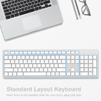 LeadsaiL Wireless Keyboard, 2.4GHz Full-Sized Ergonomic Computer Keyboard, Cordless Noiseless Keyboard,12 FN Shortcuts for Windows MacOS Laptop Computer - White and Grey